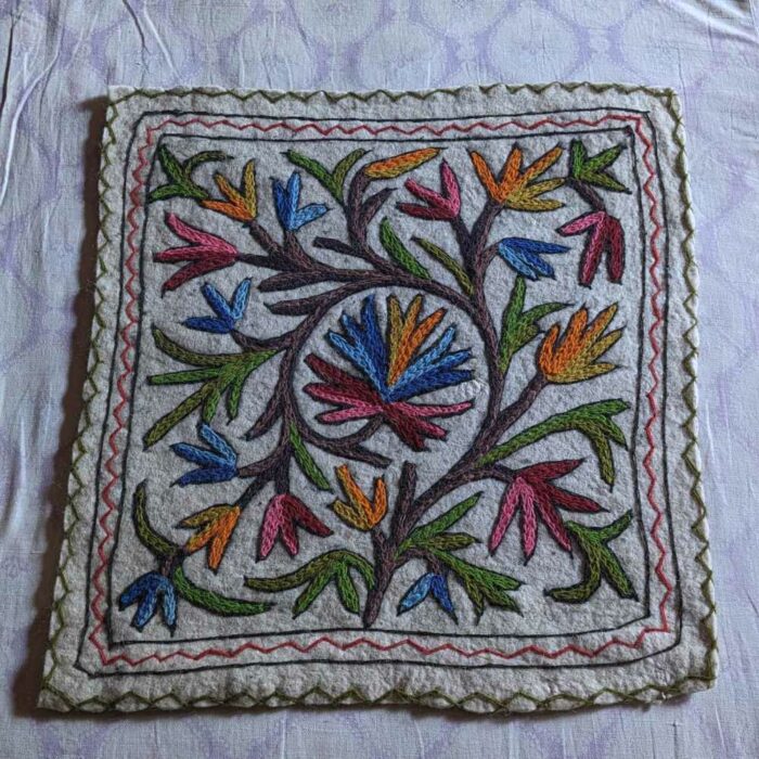 Kul Square Handmade Aari Embroidered 2ft Kashmiri Namda