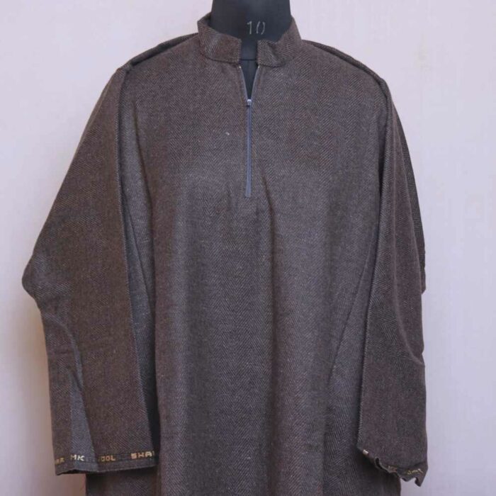 Dark Grey Lakeer traditional Men Kashmiri Pheran L47.5 - Image 3