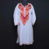 White Aftaab Crush Cotton Kashmiri Kurti with Ari Embroidery