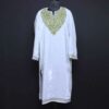 White Sabz Chinari Velvet Kashmiri Kurti with ari Embroidery