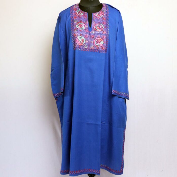 Blue Handwork Sozni Raffal Pheran with Stole