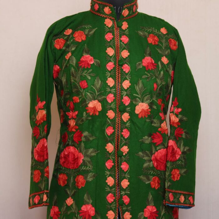 Dark Green Aari Cashmilon Jacket - Image 2