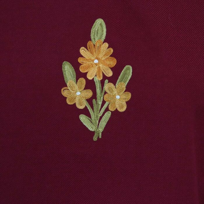 Maroon Floral Cashmilon Aari Pheran - Image 4