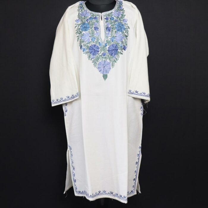 White Aabi Cashmilon Aari Pheran - Image 2