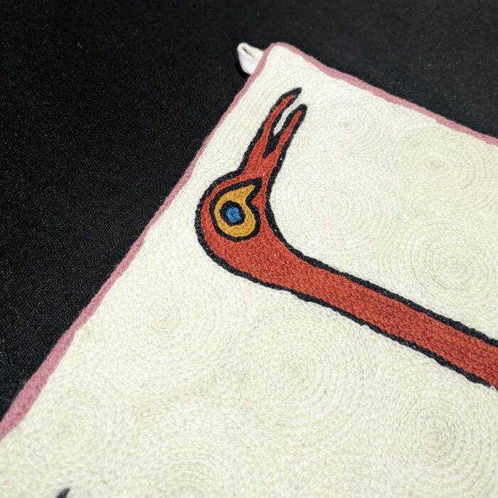 Beautiful Cranes 3x2 Hand Embroidered Wool Wall Hanging - Image 3