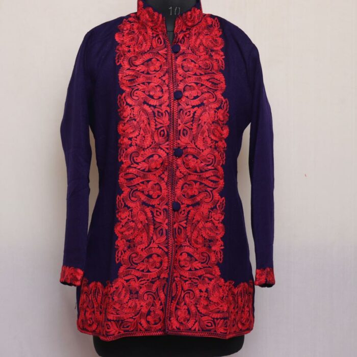 Dark Blue Aari Cashmilon Short Jacket