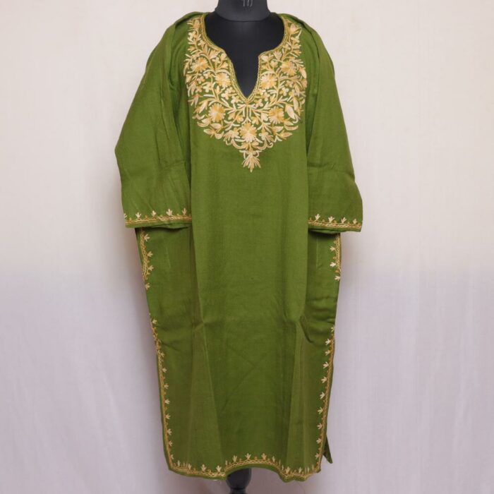 Green Shahi Raffal Naldar Aari Pheran - Image 2