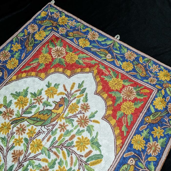 Tree of Life 5x3 Silk Chainstitch Wall Hanging Art - Image 4