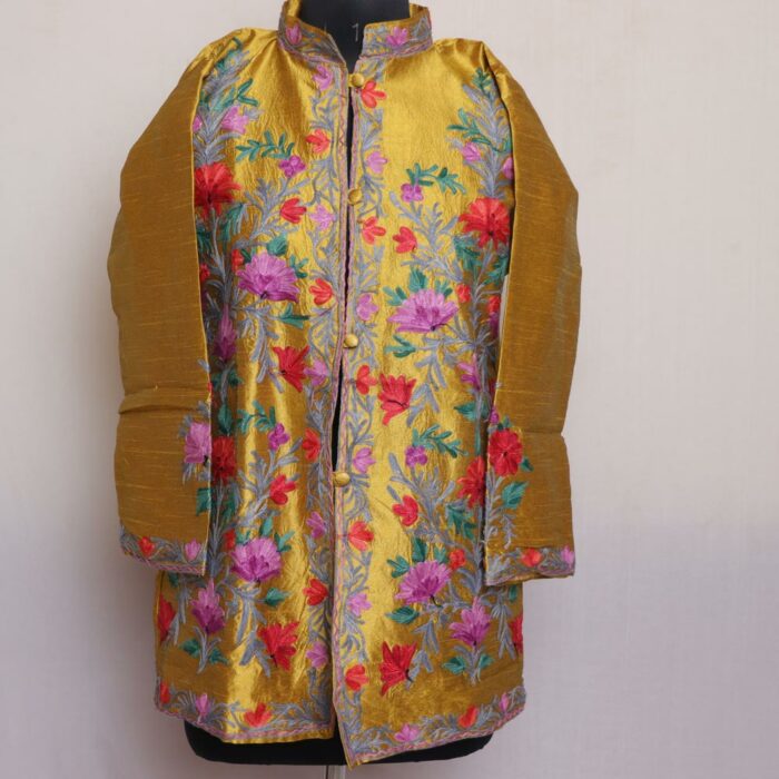 Mustard Yellow Miri Silk Aari Short Jacket
