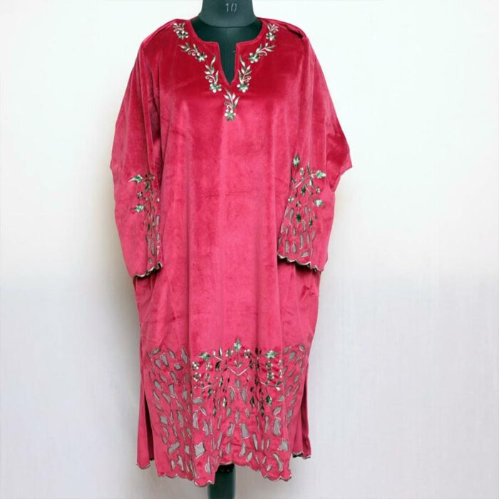 Maroon Velvet Cutwork Pheran