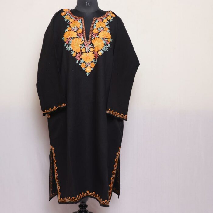 Black Harud Posh Cashmilon Aari Pheran - Image 2