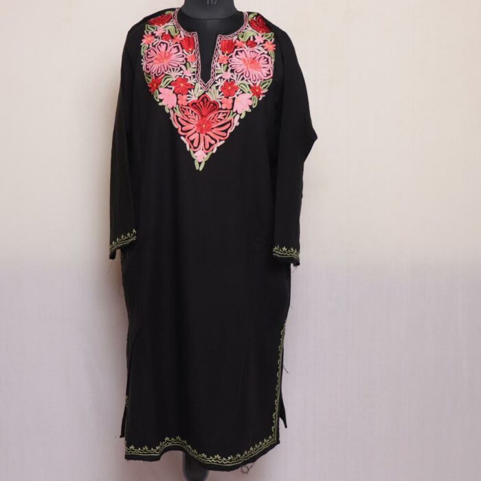 Black Bodh Posh Cashmilon Aari Pheran - Image 2