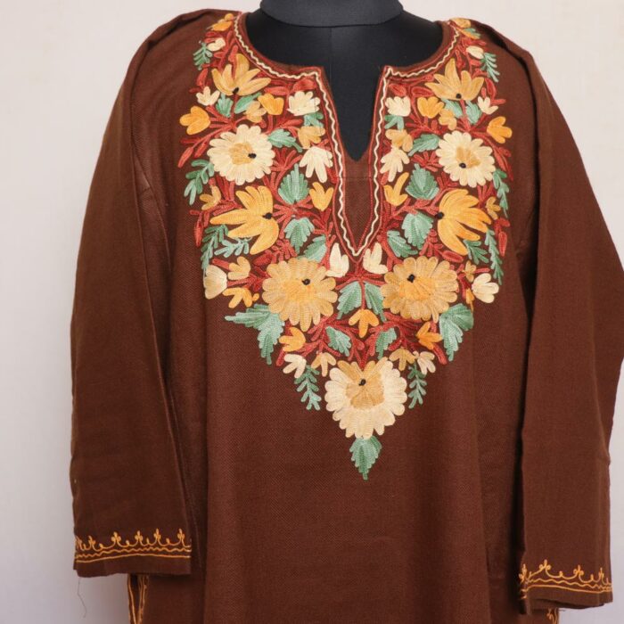 Walnut Brown Cashmilon Aari Pheran