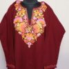 Maroon Bangi Cashmilon Aari Pheran