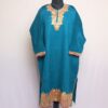 Blue Aabi Raffal Kashmiri Pheran With Border Tilla Work