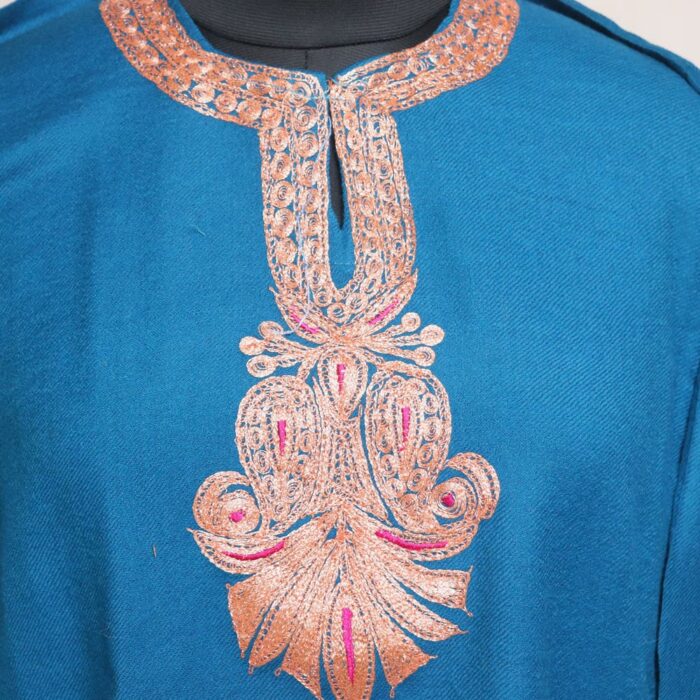 Blue Raffal Pheran With Border Tilla - Image 3