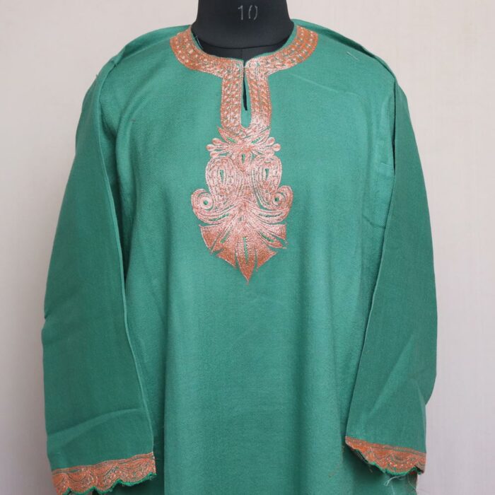 Green Raffal Pheran With Border Tilla - Image 2