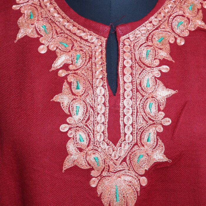 Maroon Raffal Pheran With Border Tilla - Image 2