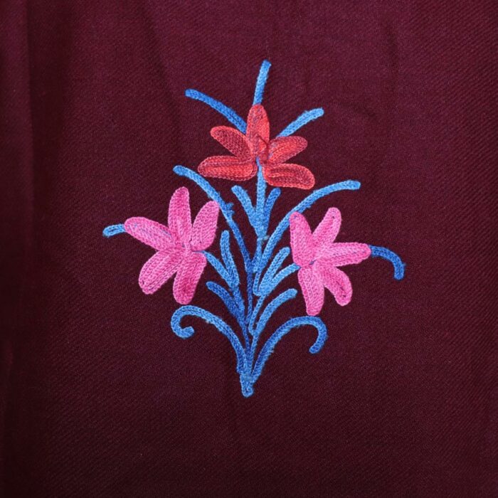 Maroon Aari Cashmilon Short Jacket - Image 3
