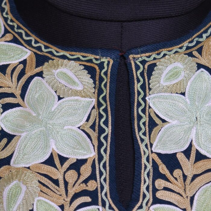 Teal Green Raffal Aari Border Pheran - Image 3