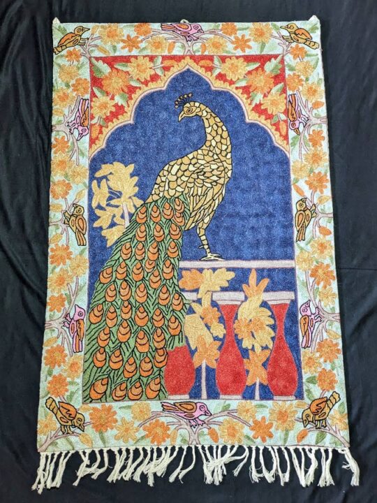 Hand-Embroidered Peacock Wall Hanging