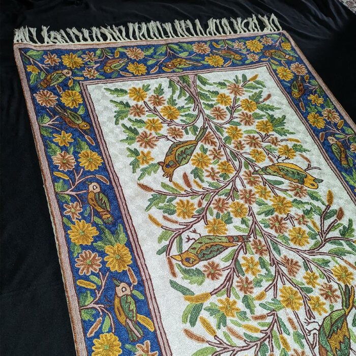 Tree of Life 5x3 Silk Chainstitch Wall Hanging Art - Image 2