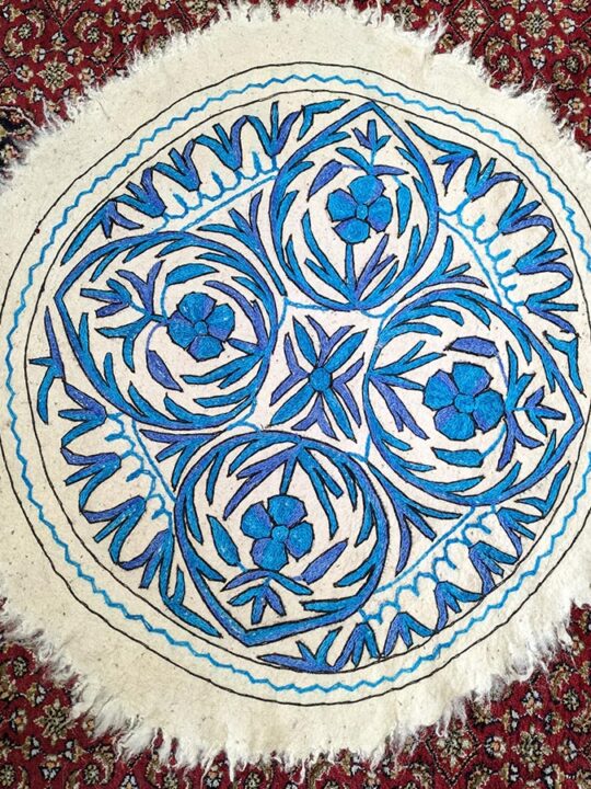 Gurezi Aabh Shar Handmade Aari Embroidered Wool Namda 3FT