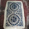 Vintage White Blue Handmade Aari Embroidered Namda Rug 5.5×3.5FT