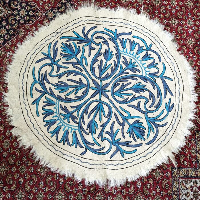 Aabh Shar Handmade Aari Embroidered Wool Namda 3FT