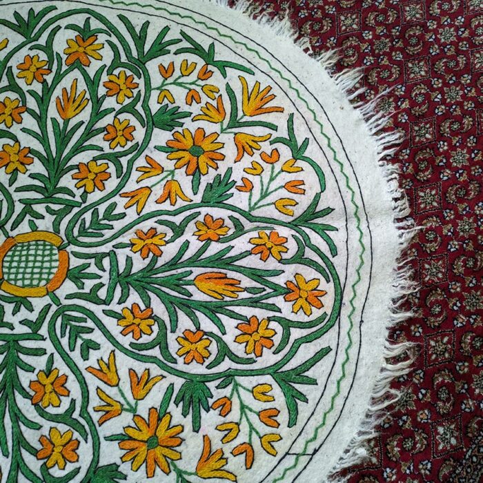 Sabzar Handmade Aari Embroidered Wool Namda 5FT - Image 3