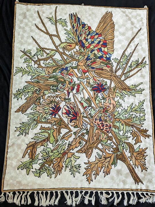 Bird-Inspired Home Decor - Kashmiri Chainstitch Tapestry 4x3