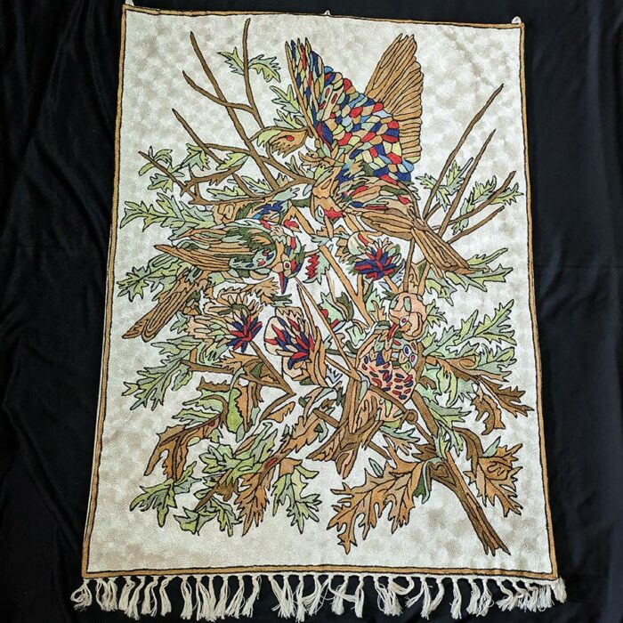 Bird-Inspired Home Decor - Kashmiri Chainstitch Tapestry 4x3