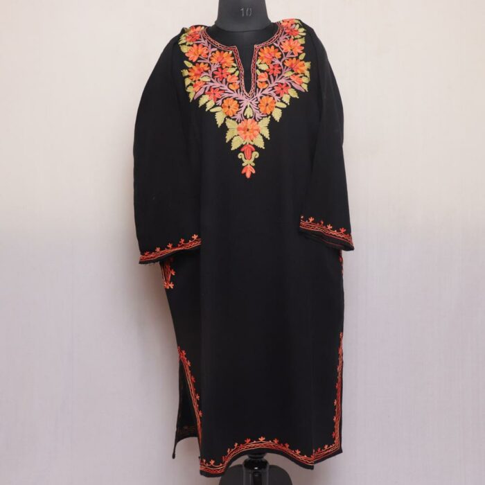 Black Habba Khatoon Kashmiri Pheran with Aari Embroidery