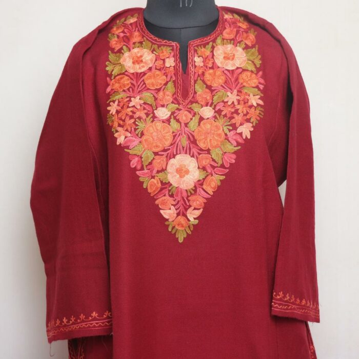 Maroon Pheran with Aari Embroidery - Image 2