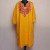 Yellow Shahi Floral Kashmiri Pheran with Aari Work