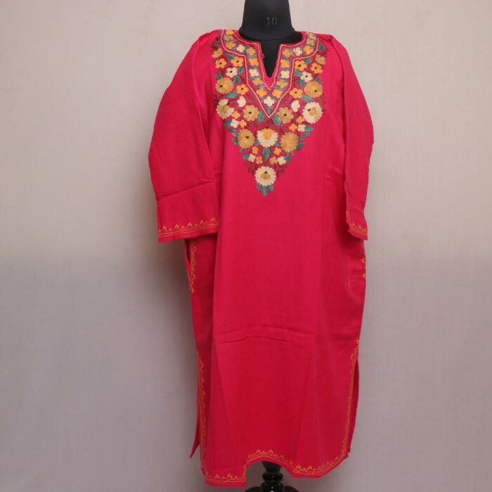 Pink Posh Pheran with Aari Embroidery