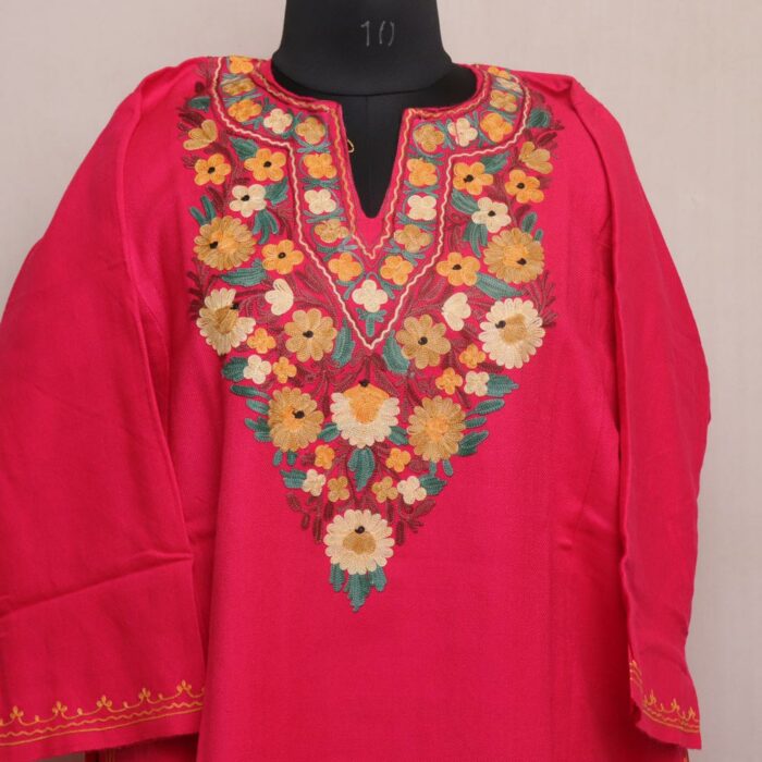 Pink Posh Pheran with Aari Embroidery - Image 2