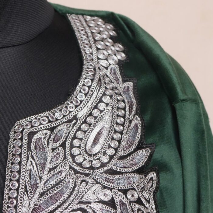 Green Miri Velvet 2pc Phiran Co-ord Set with Tilla - Image 3