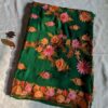 Bottle Green Georgette Kashmiri Saree With Aari Embroidery