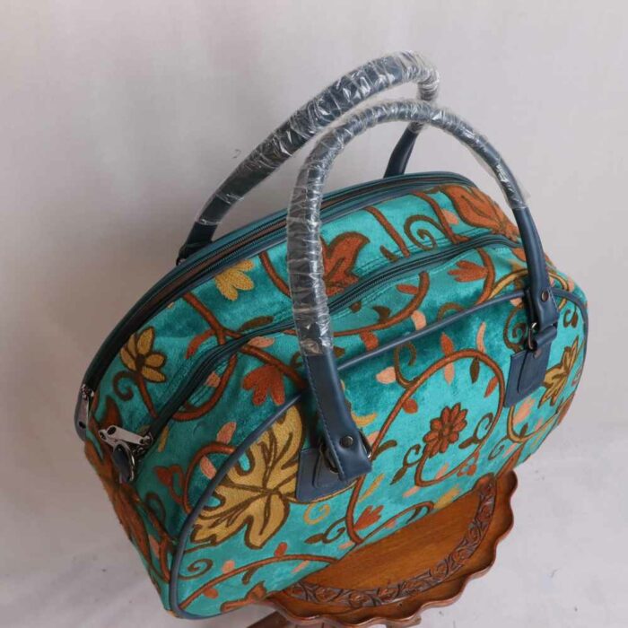 Teal Green Kashmiri Travel Bag - Image 3
