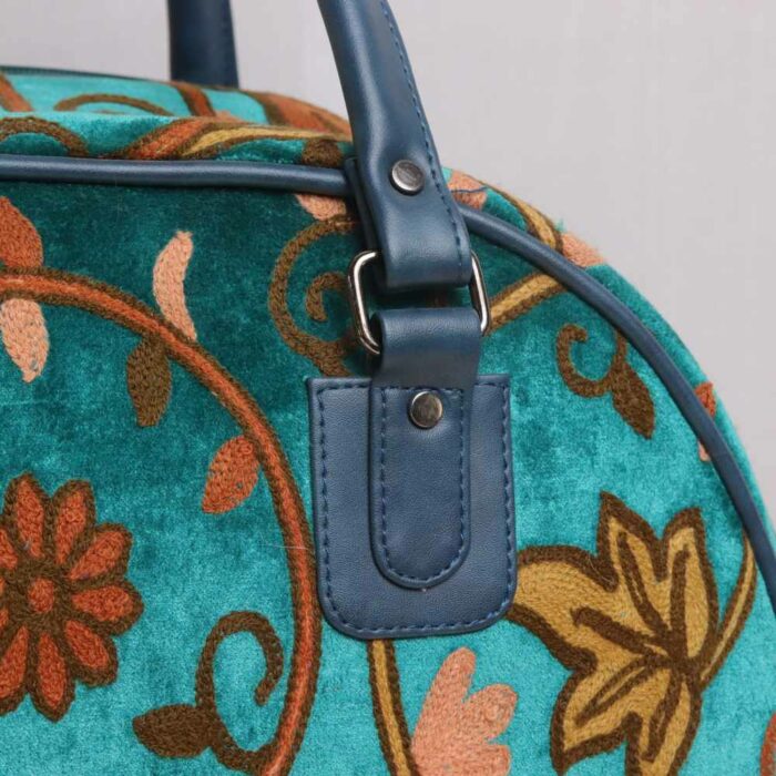 Teal Green Kashmiri Travel Bag - Image 2