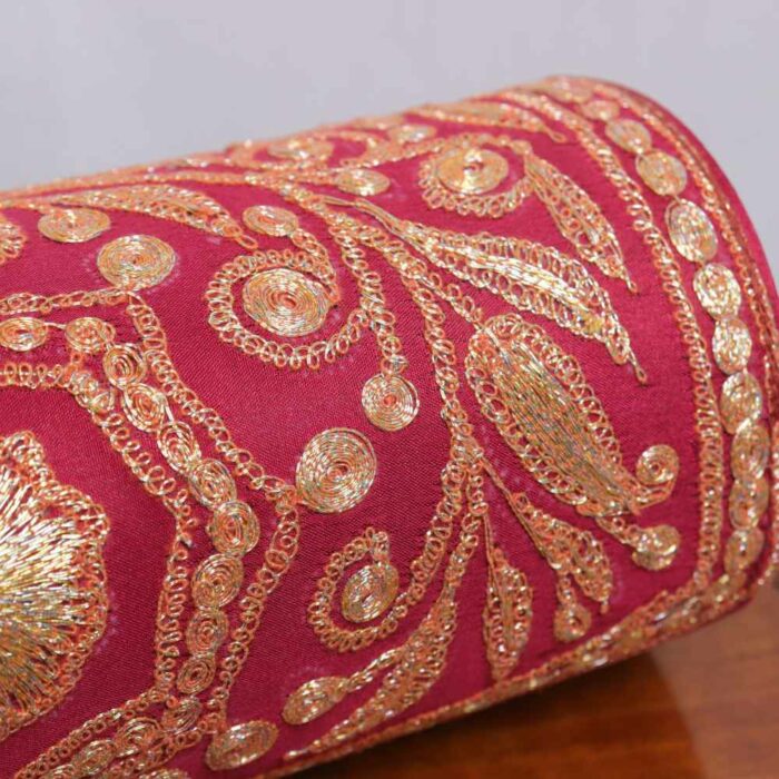 Magenta Pink Tilla Clutch With Golden Work - Image 2