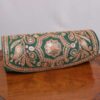 Bottle Green Tilla Clutch With Golden Work