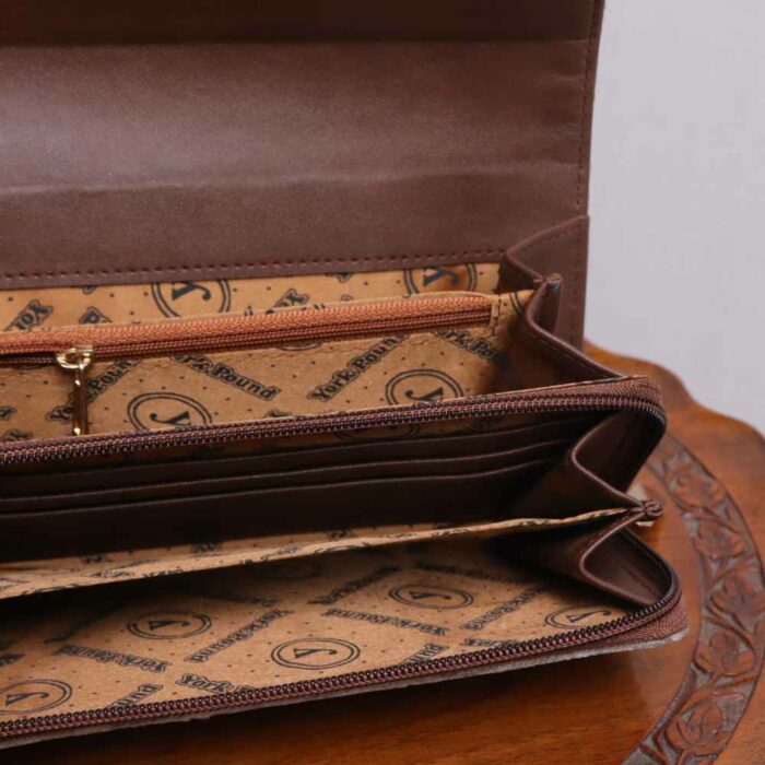 Beige Brown Flowers Kashmiri Wallet - Image 2