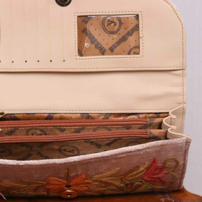 3 Pocket Beige Poshbaag Kashmiri Wallet - Image 2