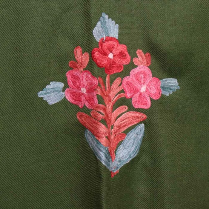 Green Kashmiri Cape Shawl for Winter - Image 4