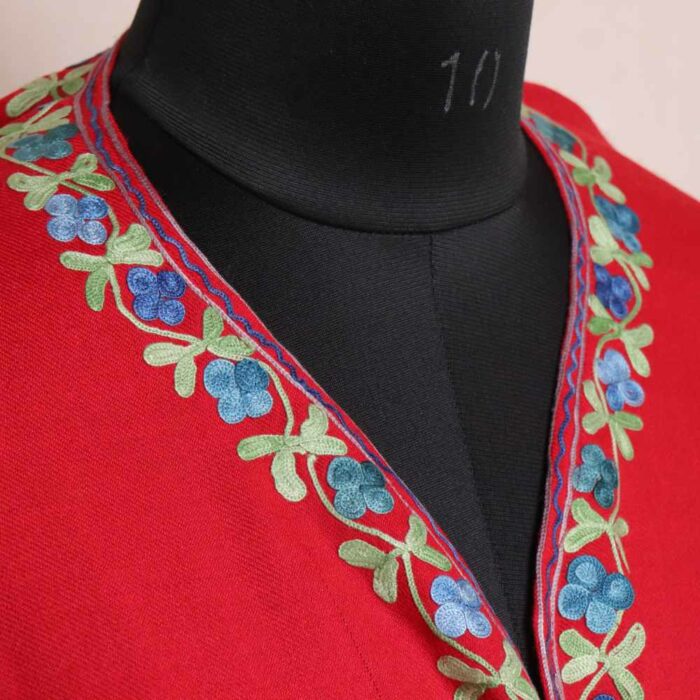 Ravishing red Kashmiri Cape Shawl for Winter - Image 3