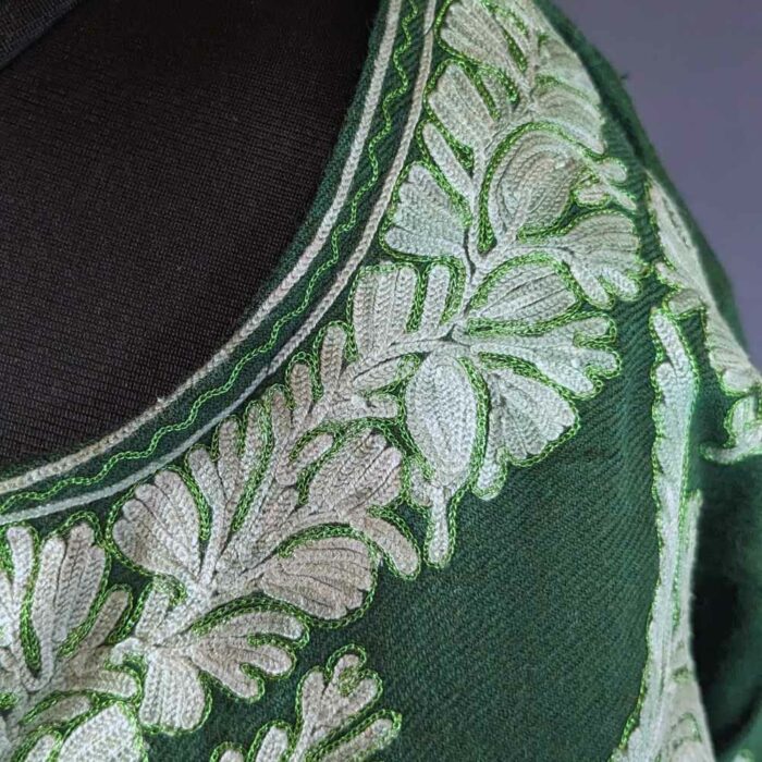 Green Raffal MeerBaagh Kashmiri Phiran with All Over Zari and Ari - Image 4