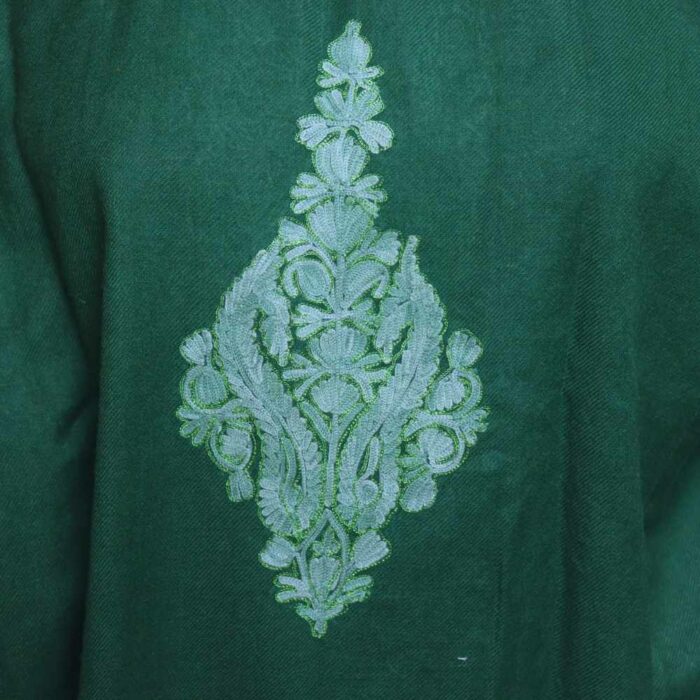 Green Raffal MeerBaagh Kashmiri Phiran with All Over Zari and Ari - Image 5