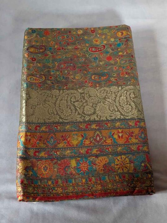 Jannat Badam Design Beige Kashmiri Kani All over Saree